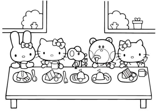 Kitty Eat Coloring Page 1 Kitty Eat Coloring Page