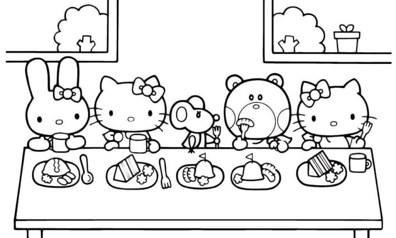 Kitty Eat Coloring Page