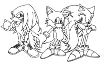 Knuckles, Sonic, Tails Coloring Page