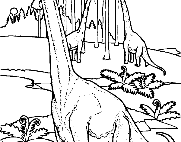 Long Dinosaurs Coloring Page