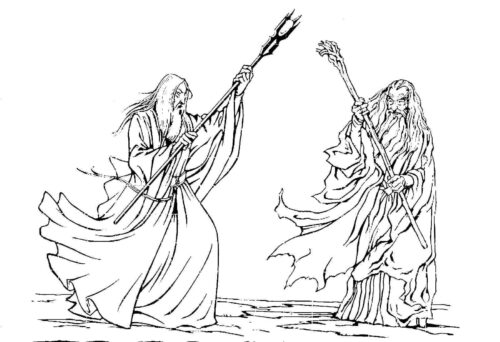 Lord Of The Rings Gandalf vs. Saruman Coloring Page