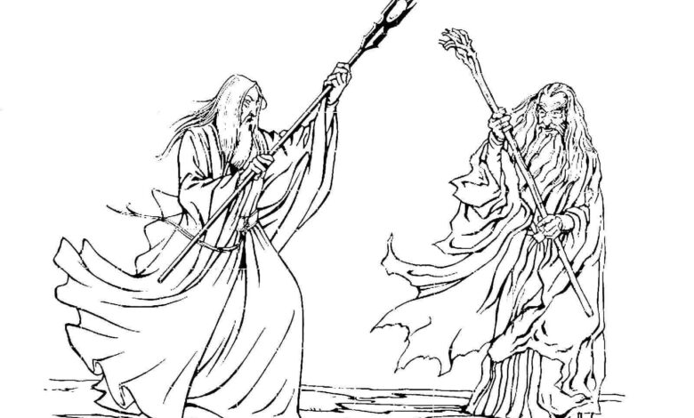 Lord Of The Rings Gandalf vs. Saruman Coloring Page