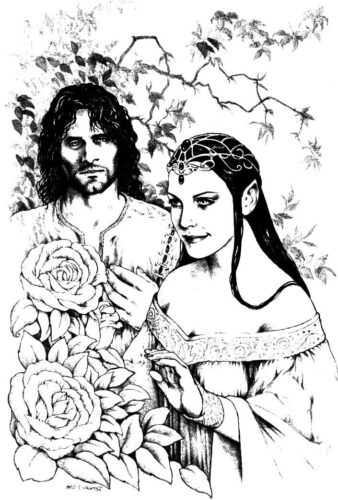 Lord of The Rings Arwen Aragorn Coloring Page