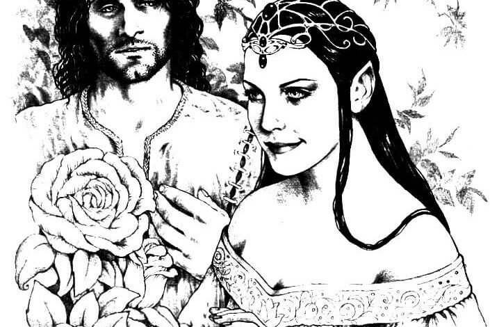 Lord of The Rings Arwen Aragorn Coloring Page