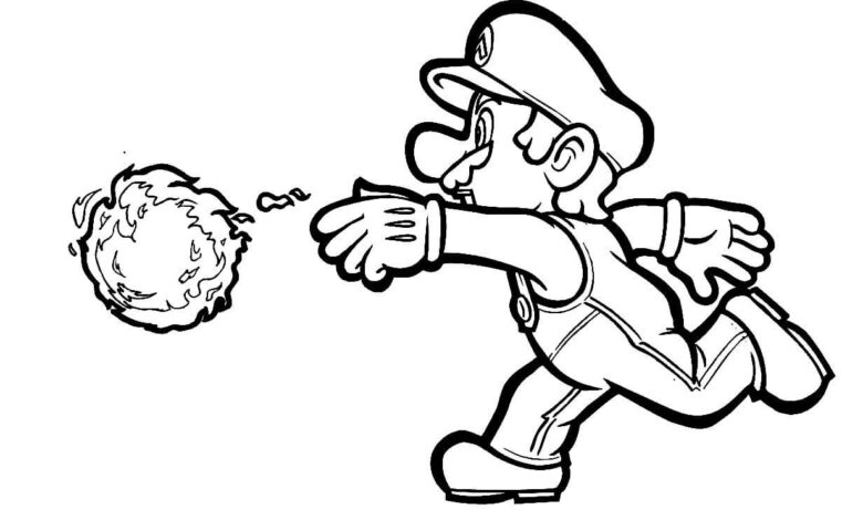 Mario Fireball Coloring Pages