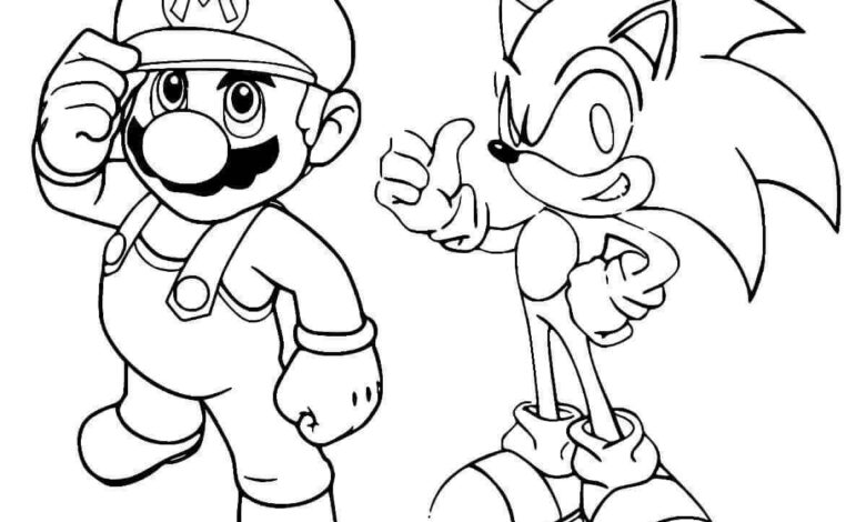 Mario and Sonic Coloring Pages
