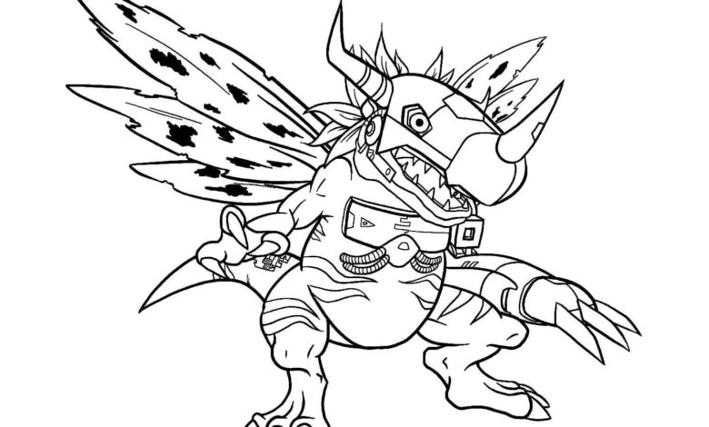 Metal Greymon Mandala Digimon Coloring Page