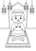 Muslim Boy Student Coloring Page
