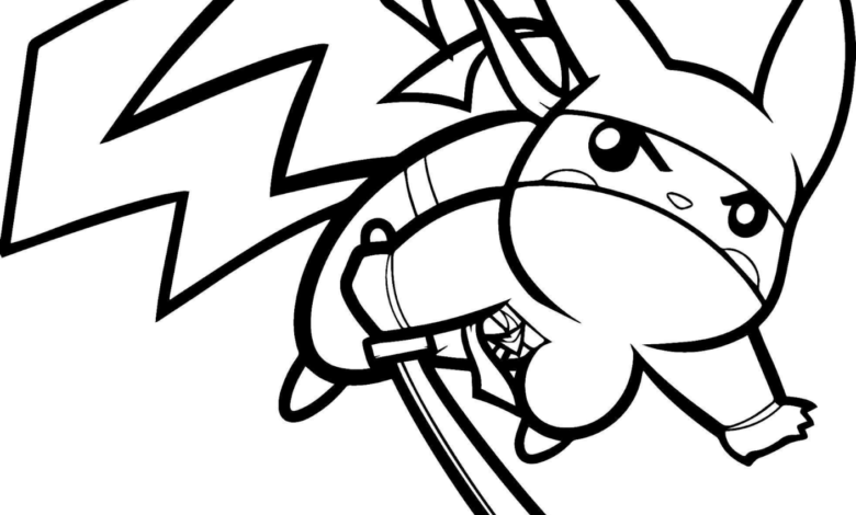 Ninja Pikachu Pokemon Coloring Pages