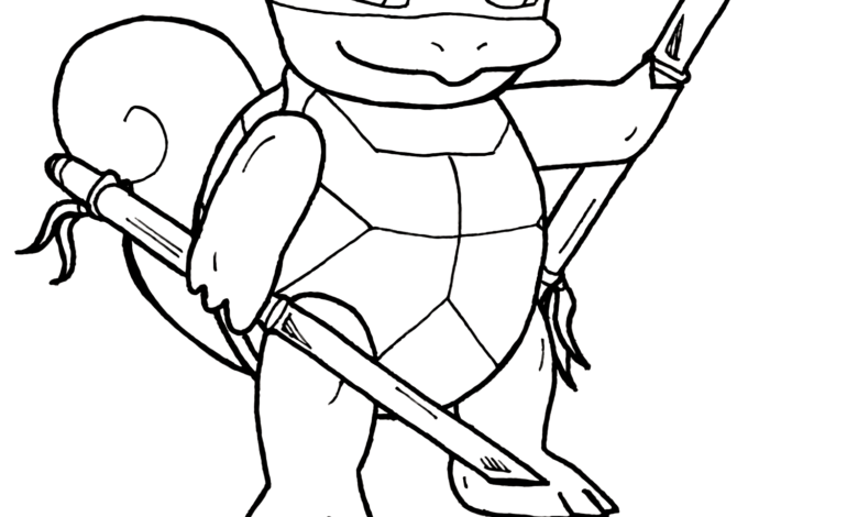 Ninja Squirtle Coloring Pages