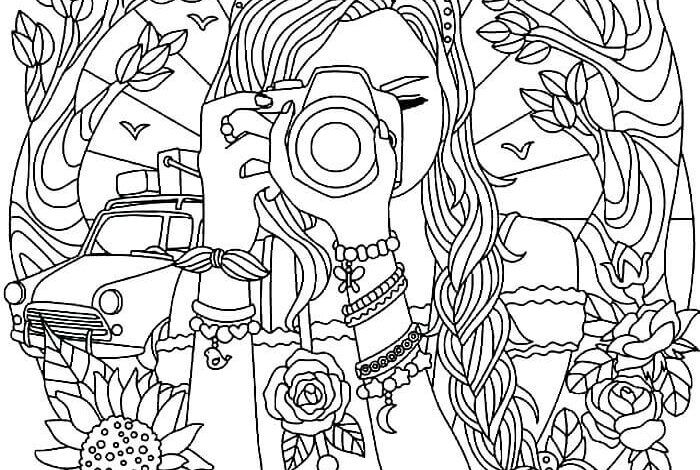 Photographer Woman Coloring Page