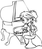 Pianist Girl Coloring Page