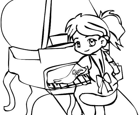 Pianist Girl Coloring Page