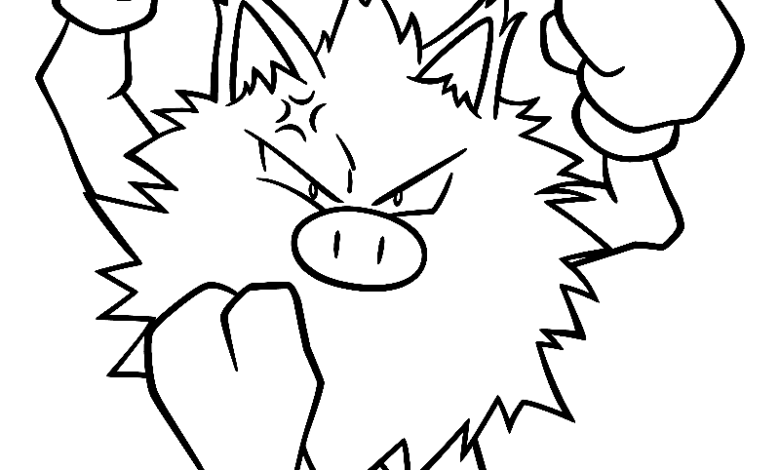 Pokemon Angry Primeape Coloring Page