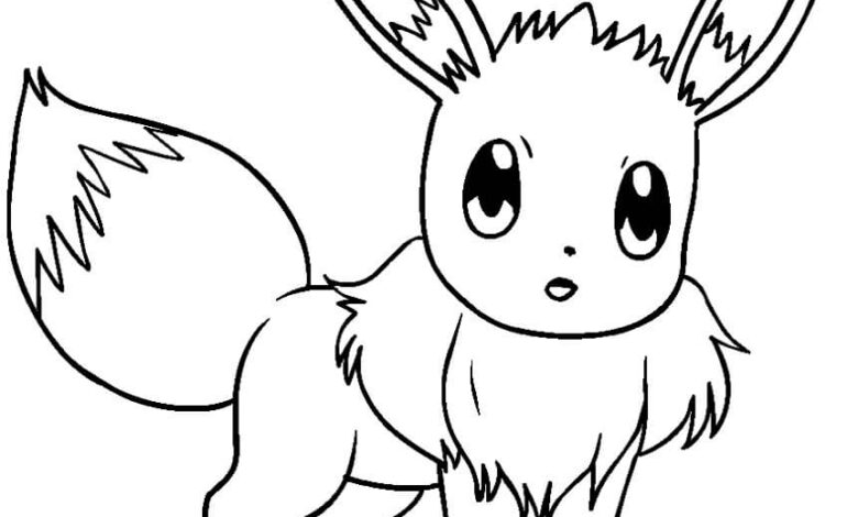 Pokemon Cute Eevee Coloring Page