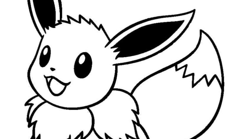 Pokemon Cute Eevee Coloring Page for Kids