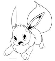 Pokemon Eevee Attack Running Coloring Page for Kids