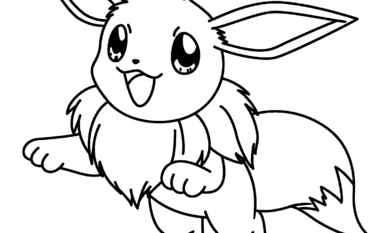 Pokemon Eevee Jumping Coloring Page