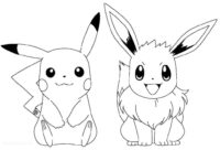 Pokemon Eevee and Pikachu Coloring Page for Kids