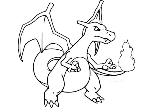 Pokemon Flame Charizard Coloring Page » Turkau
