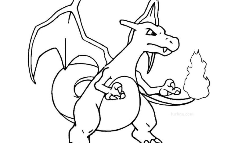 Pokemon Flame Charizard Coloring Page