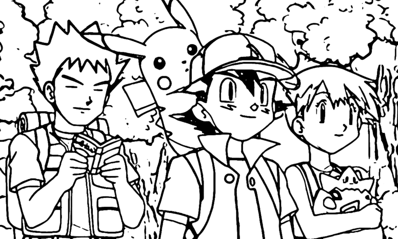 Pokemon Misty Ash Brock Coloring Page