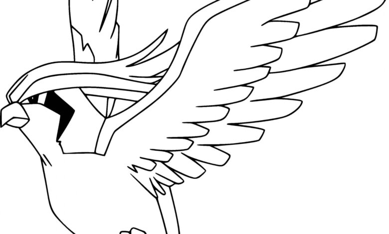 Pokemon Pidgeot Coloring Page scaled