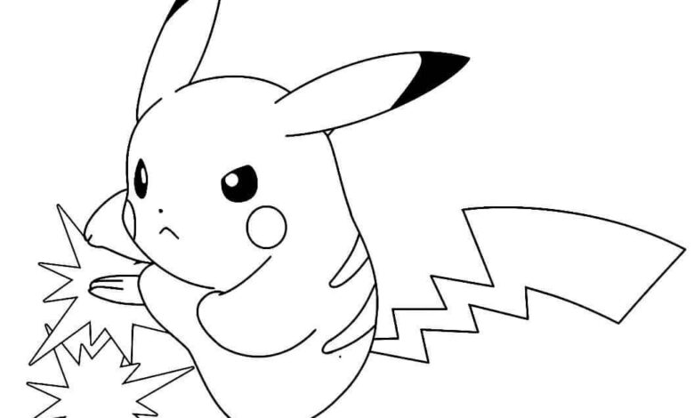 Pokemon Pikachu Electroshock Attack Coloring Page
