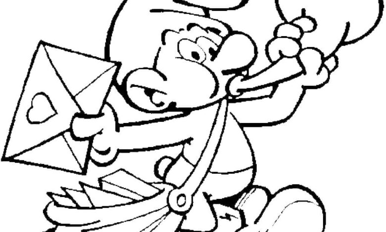 Postman Smurf Coloring Page