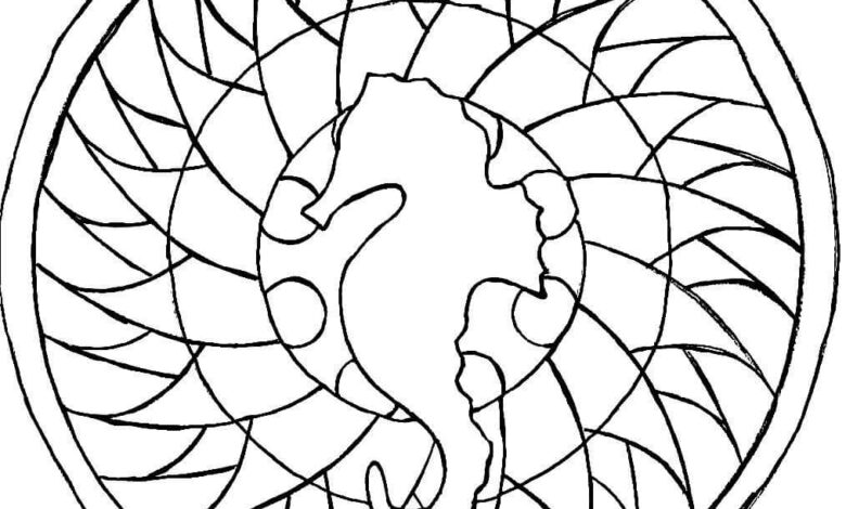 Seahorse Mandala Coloring Page