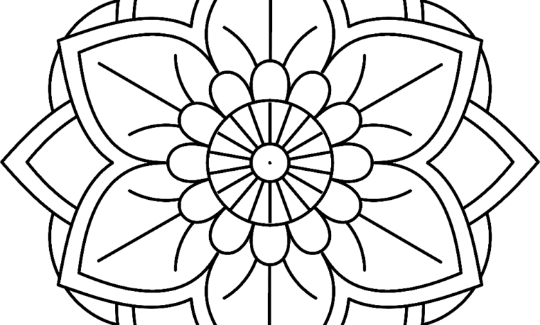 Simple Mandala Flower Coloring Page