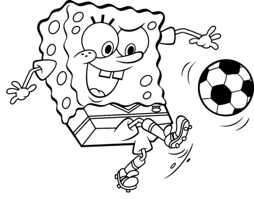 Sponge Bob Playing Football Coloring Page 2 Sponge Bob Playing Football Coloring Page