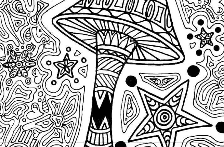 Stars Trippy Coloring Page for Adults