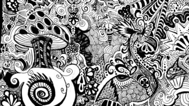 Stork Trippy Coloring Page for Adults