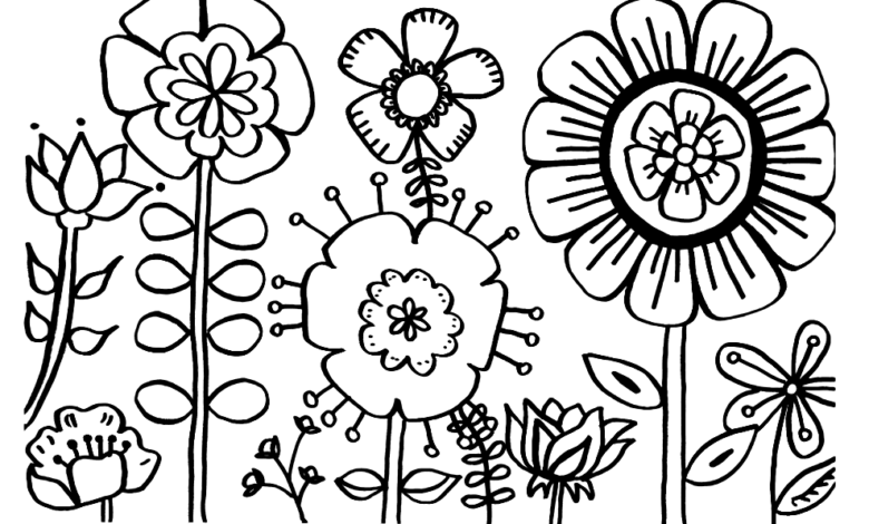 Summer Flowers Coloring Page