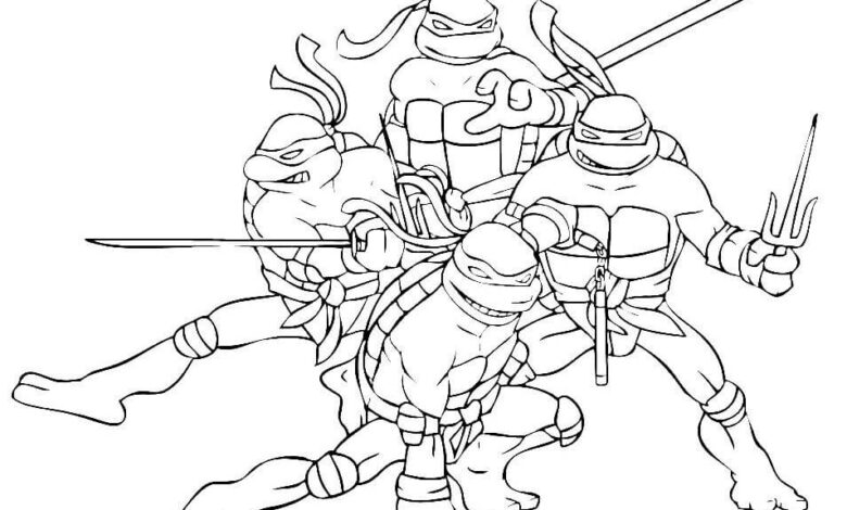 Superheroes Ninja Turtles Coloring Page