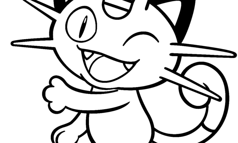 Team Rockets Meowth Coloring Page