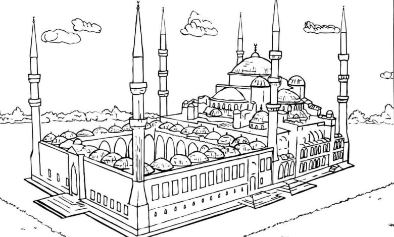Turkic Mosque Coloring Page