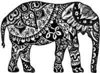 Uzbek Patterns Elephant Mandala Coloring Page
