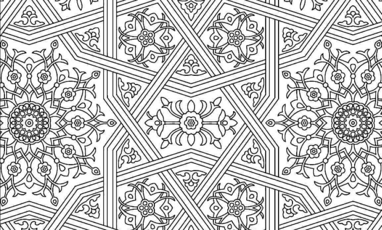 Uzbek Patterns Muslim Turkish Art Coloring Page