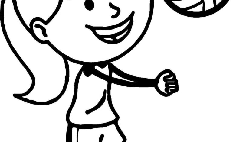 Volleyball Playing Girl Coloring Page