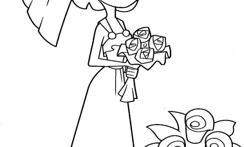Wedding Colouring Woman Coloring Pages