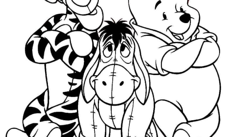 Winnie The Pooh Bear Donkey Tiger Coloring Page