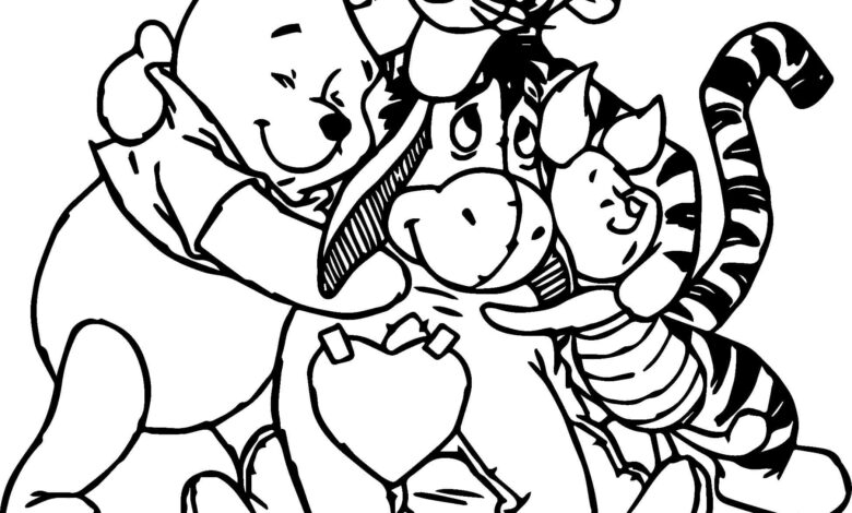 Winnie The Pooh Love Friends Coloring Page