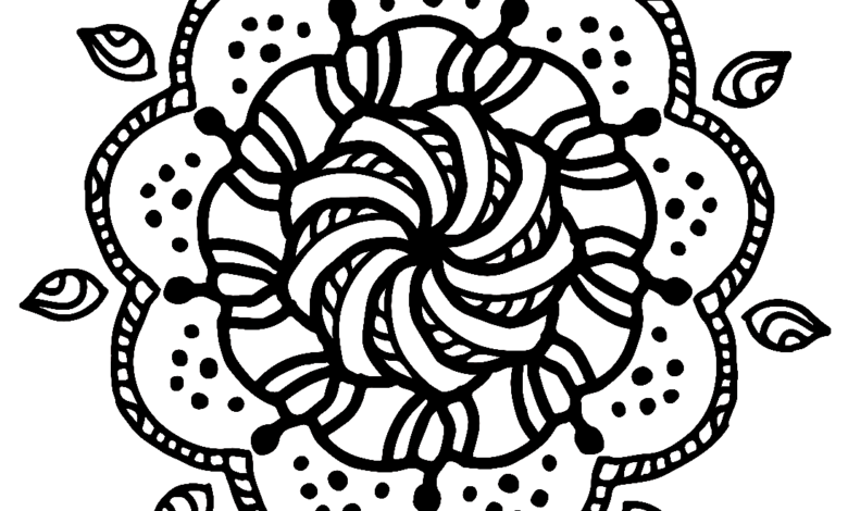 Wonderful Leaves Flower Art Mandala Coloring Page