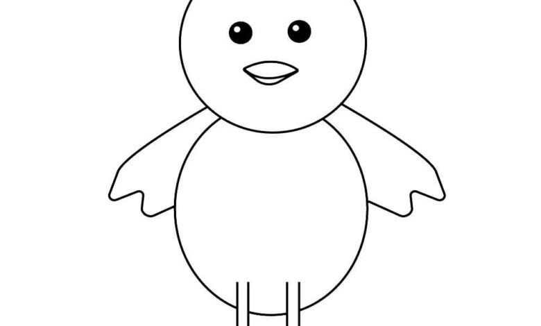 Yellow Chick Coloring Page