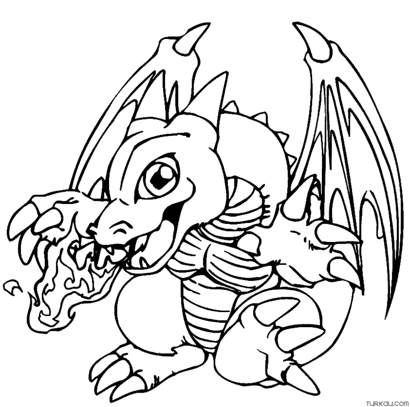 Cartoon Baby Dragon Coloring Page » Turkau