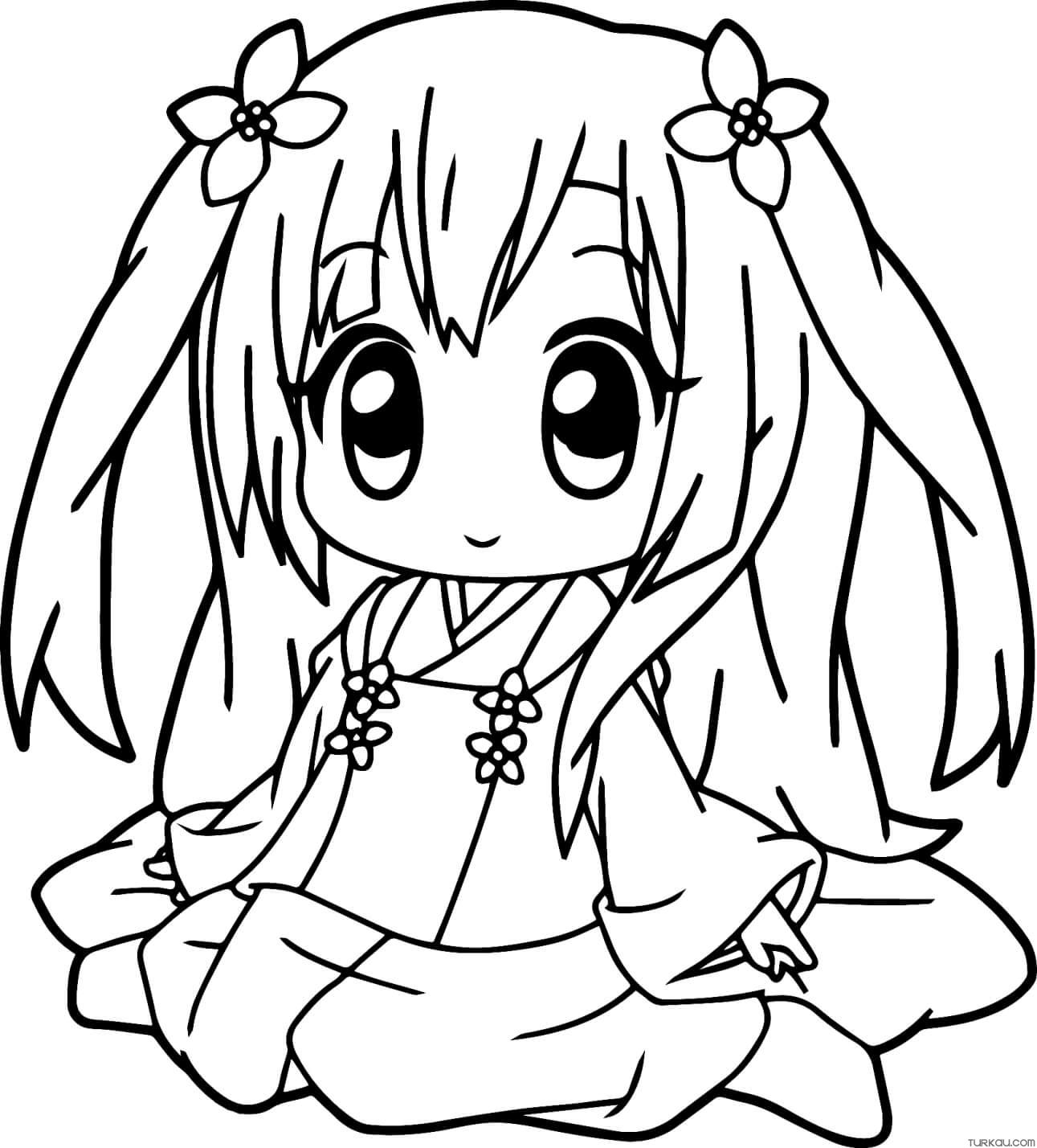 Cute Anime Girl Coloring Pages Easy  Pluscoloringcom