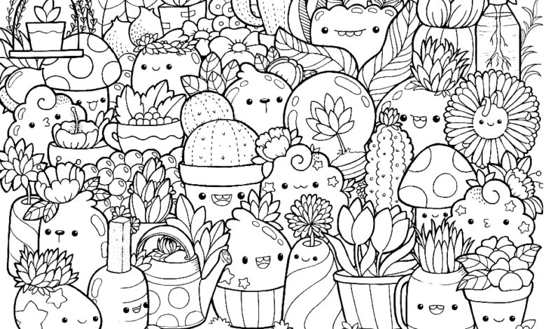 Cute Flowers Coloring Pages