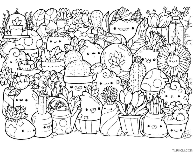 Cute Flowers Coloring Pages » Turkau